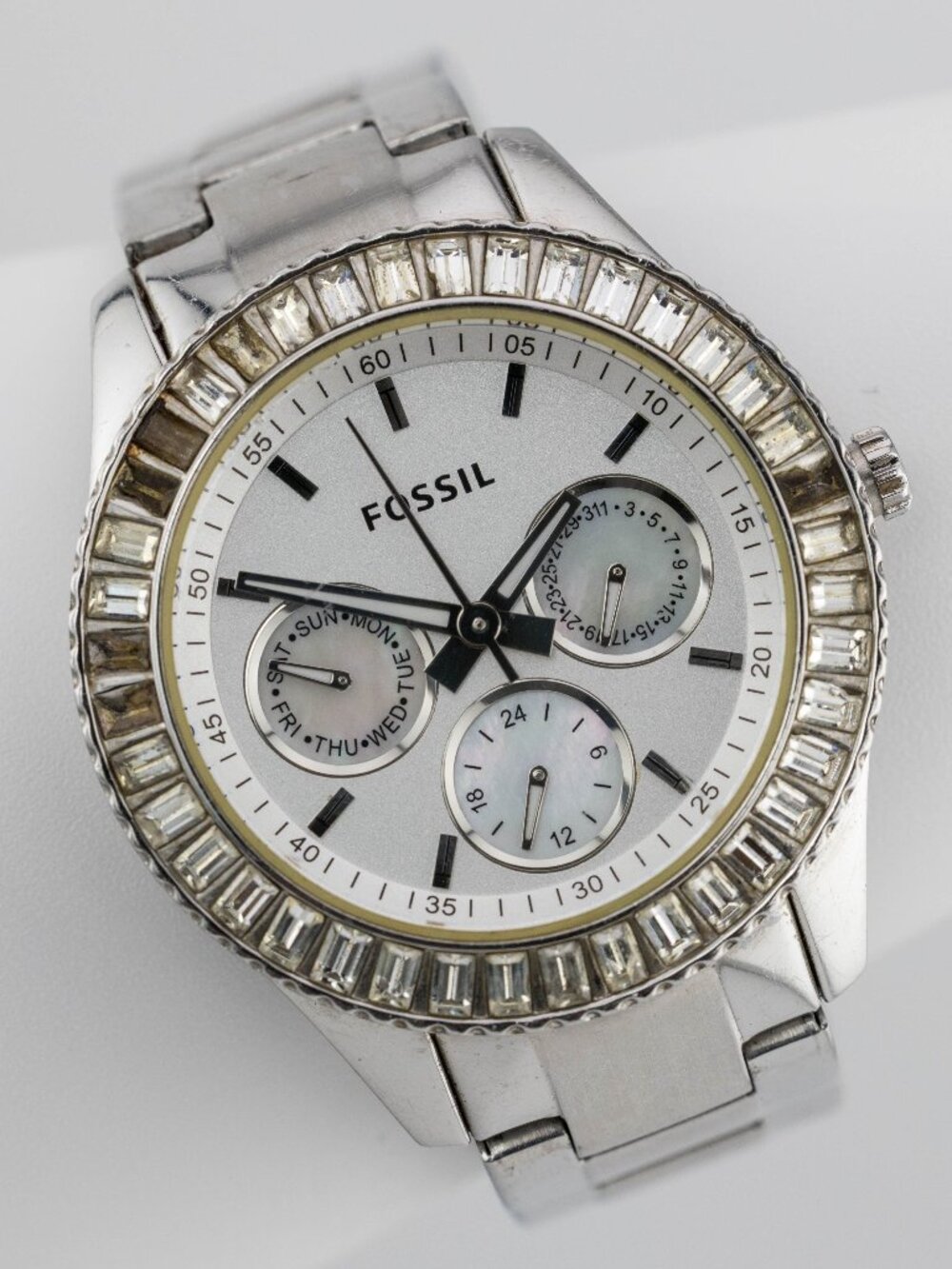 Fossil ES2956 Stella Crystal Bezel Quartz Analog Women's Watch New Battery